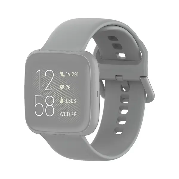 By Qubix Geschikt Voor Fitbit Versa 1 - 2 & Lite Siliconen Sportbandje Met Gespsluiting - Grijs - Maat, Large Smartwatchbandje Bandje Armband thumbnail