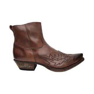 Sendra Boots 11783C Cuervo Kastanje Handgemaakt Heren Cowboy Western Enkellaars Spitse Neus Lederen Zool Ritssluiting Schuine Hak Echt Leer Maat 45