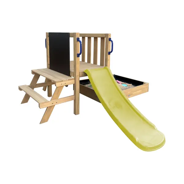 Axi Leah Mini Speeltoren Met Zandbak En Picknicktafel –Limoen Groene Glijbaan – Met Krijtbord – Fsc Hout – Klein Speeltoestel Voor De Tuin / thumbnail