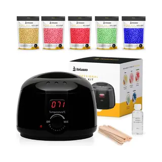 Bolusso Waxapparaat | Ontharingsset | Met Waxverwarmer | 5 Soorten Waskorrels (500 G) | 50 Wasstaafjes | Instelbare Temperatuur 30 Tot 120 °C |