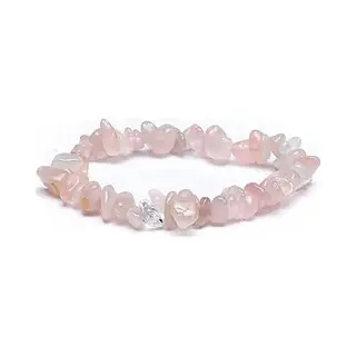 Yogi & Yogini naturals Yogi & Yogini - Armband Rozenkwarts Chips - Elastisch