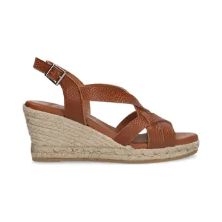 Manfield Cognac Leren Sleehakken Met Gespsluiting - Maat 37