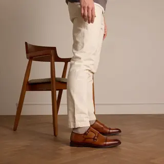 Manfield Cognacfarbene Schnallenschuhe Aus Leder