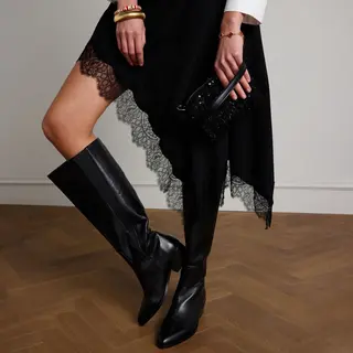 Manfield Schwarze Lederstiefel