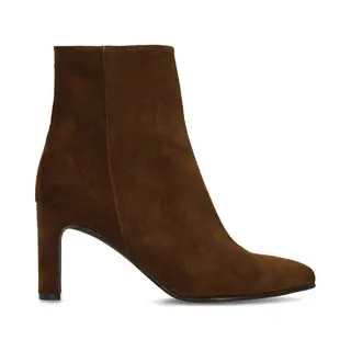 Manfield Braune Veloursleder-Stiefeletten Mit Absatz
