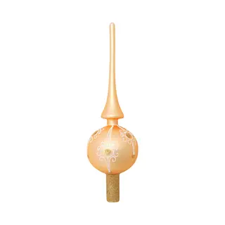 Krebs Kerst Piek - Goud - 28 Cm - Glas - Mat - Gedecoreerd - Luxe - Kerstboompiek