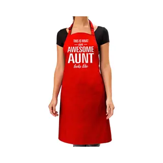 Bellatio Decorations Awesome Aunt Cadeau Bbq/keuken Schort Rood Voor Dames - Kado Barbecue Schort Voor Tante / Verjaardag