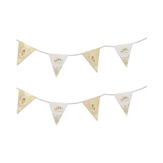 Witbaard Ramadan Mubarak Thema Vlaggenlijn/slinger - 2x Stuks - Wit/goud - 6 Meter - Suikerfeest / Offerfeest - Versieringen/decoraties
