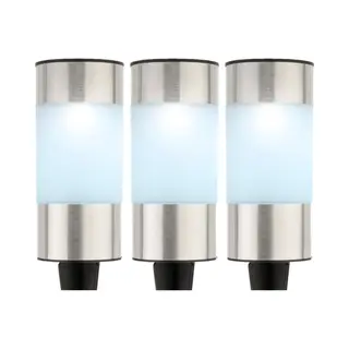 Lumineo Set Van 6x Stuks Solar Tuinlamp/prikspot Cilinder Op Zonne-energie 14 Cm - Koel Wit - Prikspots Tuinverlichting