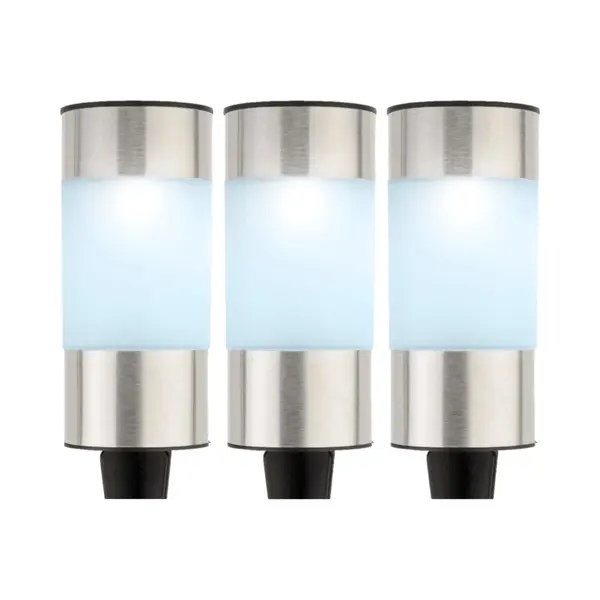 Lumineo Set Van 6x Stuks Solar Tuinlamp/prikspot Cilinder Op Zonne-energie 14 Cm - Koel Wit - Prikspots Tuinverlichting thumbnail