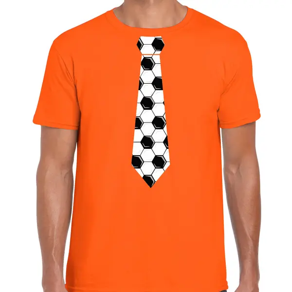 Bellatio Decorations Oranje Fan T-shirt Voor Heren - Voetbal Stropdas - Holland / Nederland Supporter - Ek/ Wk Shirt / Outfit L thumbnail