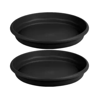 Hega Hogar Opvangbord - 2x - Zwart - Kunststof - D26 Cm - Onderschaal/opvangbord