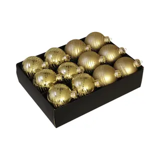 Othmara decorations 24x Stuks Luxe Glazen Gedecoreerde Kerstballen Goud 7, 5 Cm - Luxe Glazen Kerstballen - Kerstversiering