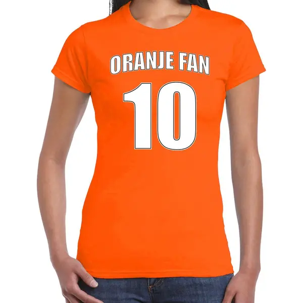Bellatio Decorations Oranje T-shirt Voor Dames - Oranje Fan Nummer 10 - Nederland Supporter - Ek/ Wk Shirt / Outfit S thumbnail