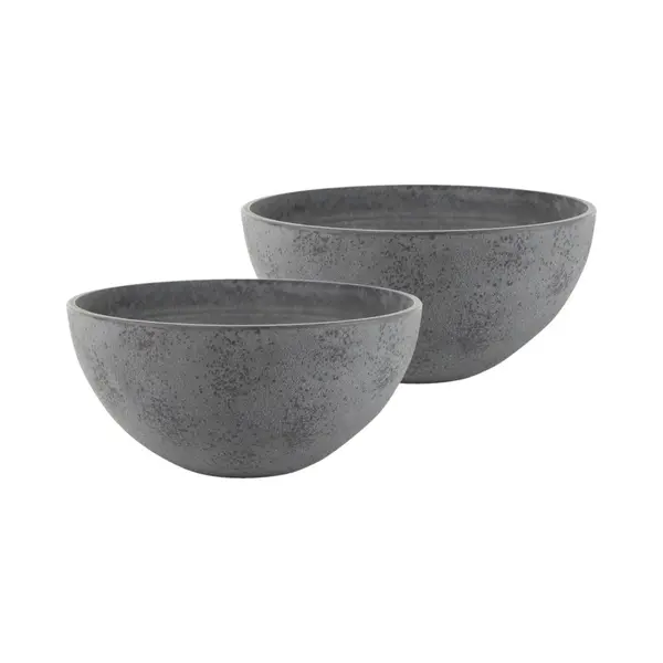 Ter Steege 2x Stuks Bloempot/plantenpot Schaal Gerecycled Kunststof/steenpoeder Donkergrijs Dia 25 Cm En Hoogte 12 Cm - Binnen En Buiten thumbnail
