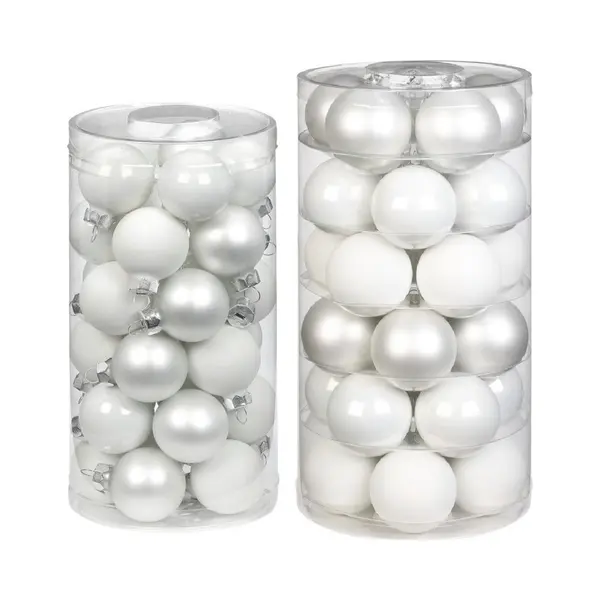 50x Stuks Glazen Kerstballen Wit 4 En 6 Cm Glans En Mat - Kerstversiering/kerstboomversiering thumbnail