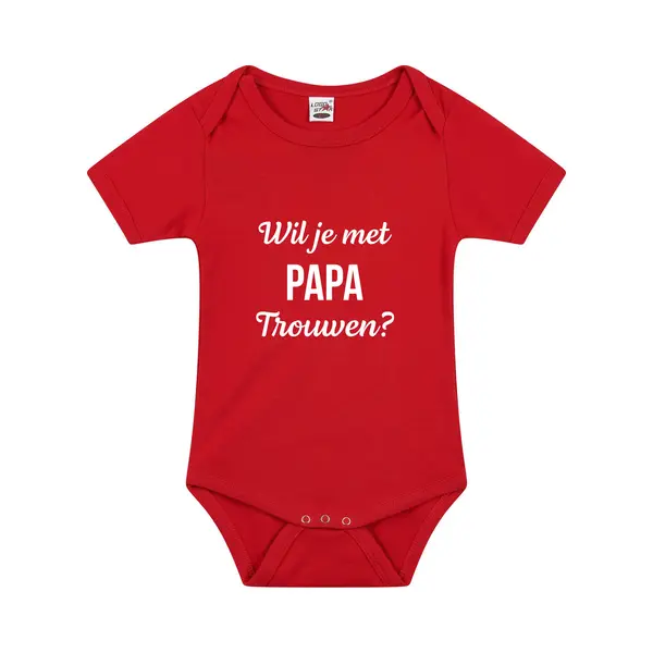 Bellatio Decorations Wil Je Met Papa Trouwen Huwelijksaanzoek Tekst Baby Rompertje Rood Jongens En Meisjes - Huwelijksaanzoek / Cadeau Romper 68 thumbnail