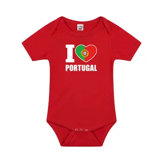 Bellatio Decorations I Love Portugal Baby Rompertje Rood Jongens En Meisjes - Kraamcadeau - Babykleding - Portugal Landen Romper 92