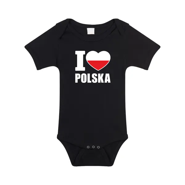 Bellatio Decorations I Love Polska Baby Rompertje Zwart Jongens En Meisjes - Kraamcadeau - Babykleding - Polen Landen Romper 92 thumbnail