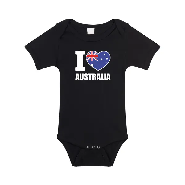 Bellatio Decorations I Love Australia Baby Rompertje - Zwart - Australie - Geboorte Jongen/meisje - Kraamcadeau - Babykleding - Supporters 56 thumbnail