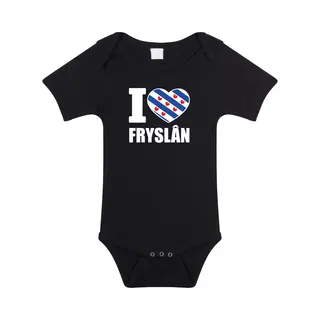 Bellatio Decorations I Love Fryslan Baby Rompertje Zwart Jongens En Meisjes - Kraamcadeau - Babykleding - Friesland Landen Romper 68