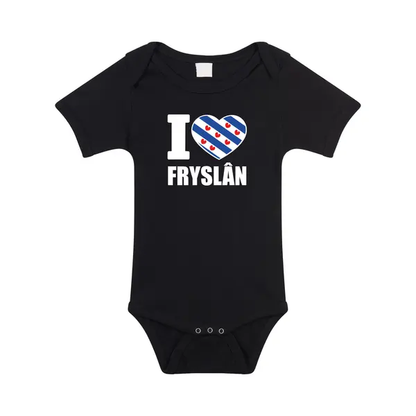 Bellatio Decorations I Love Fryslan Baby Rompertje Zwart Jongens En Meisjes - Kraamcadeau - Babykleding - Friesland Landen Romper 68 thumbnail