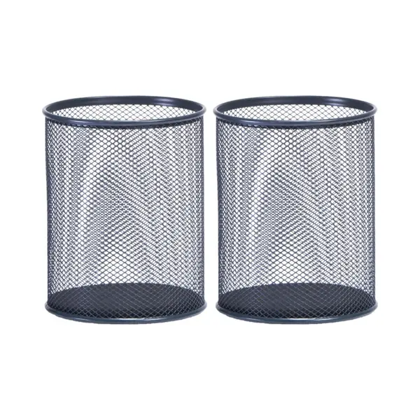 Zeller 2x Stuks Kleine Bureau Prullenbakjes Antraciet Grijs Van Draadmetaal/mesh 11 X 13, 5 Cm - Bureau Accessoires thumbnail