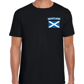 Bellatio Decorations Scotland T-shirt Met Vlag Zwart Op Borst Voor Heren - Schotland Landen Shirt - Supporter Kleding Xxl