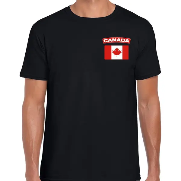 Bellatio Decorations Canada T-shirt Met Vlag Zwart Op Borst Voor Heren - Canada Landen Shirt - Supporter Kleding L thumbnail