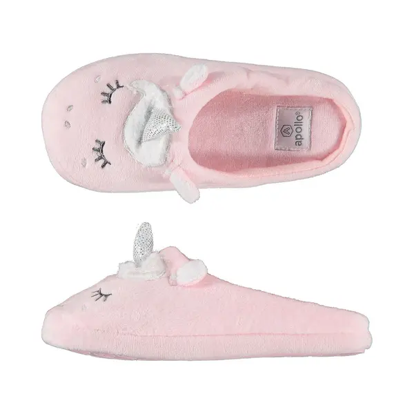 Apollo Meisjes Instap Slippers/pantoffels Eenhoorn - Roze - Maat 33-34 - Kindersloffen thumbnail