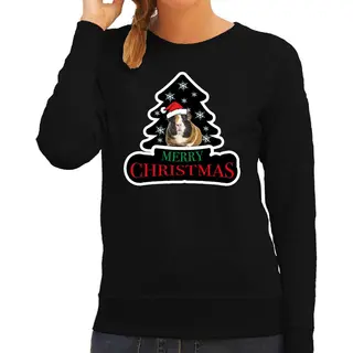 Bellatio Decorations Dieren Kersttrui Cavia - Zwart - Dames - Foute Cavia Knaagdieren Kerstsweater - Kleding - Dieren Liefhebber S
