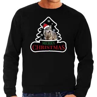 Bellatio Decorations Dieren Kersttrui Wolf Zwart Heren - Foute Wolven Kerstsweater - Kerst Outfit Dieren Liefhebber L