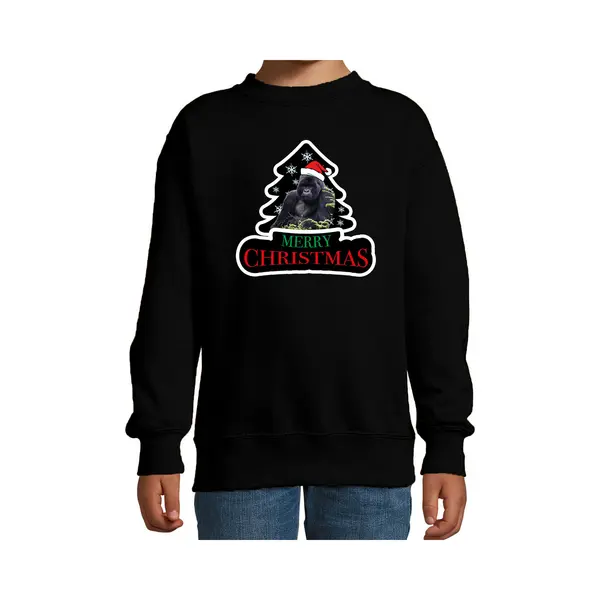Bellatio Decorations Dieren Kersttrui Gorilla Zwart Kinderen - Foute Gorilla Apen Kerstsweater Jongen/ Meisjes - Kerst Outfit Dieren Liefhebber 122/128 thumbnail