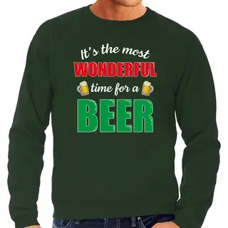 Bellatio Decorations Wonderful Beer Foute Kersttrui - Bier Thema Sweater - Groen - Heren - Kerst Kleding M