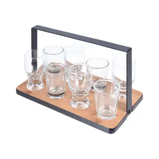 Excellent Houseware Shotglazen Serveerplank Met Glaasjes 9-delig Set - Serveerbladen/dienbladen - Shotglaasjes