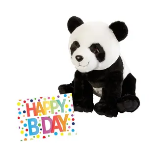 Nature planet Pluche Knuffel Panda Beer 30 Cm Met A5-size Happy Birthday Wenskaart - Verjaardag Cadeau Setje