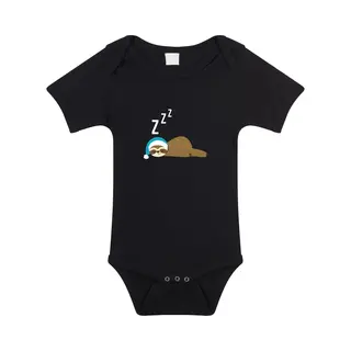 Bellatio Decorations Slapende Luiaard Baby Rompertje Zwart Jongens En Meisjes - Kraamcadeau - Babykleding 56