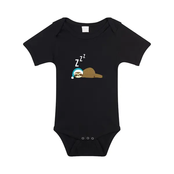 Bellatio Decorations Slapende Luiaard Baby Rompertje Zwart Jongens En Meisjes - Kraamcadeau - Babykleding 56 thumbnail