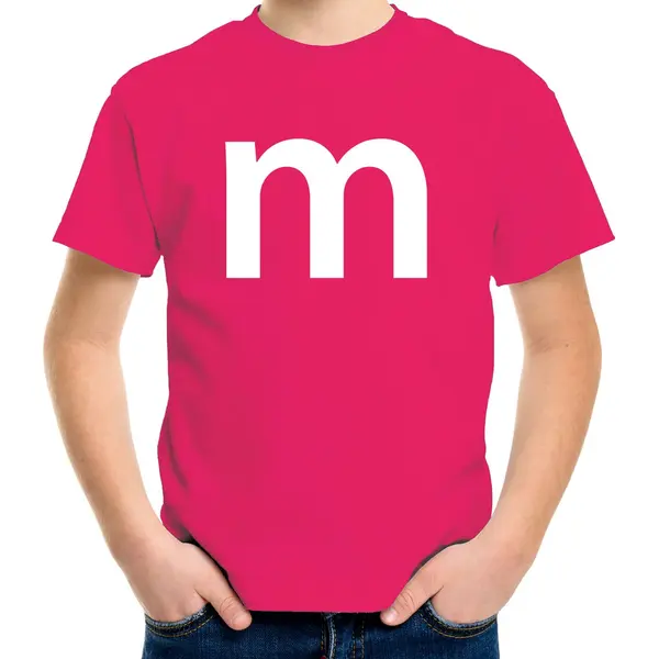 Bellatio Decorations Letter M Verkleed T-shirt - Roze - Voor Kinderen - M En M - Carnavalskleding - Feest Shirt Kleding - Kostuum 134/140 thumbnail