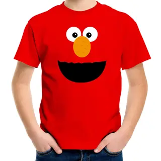 Bellatio Decorations Rode Cartoon Knuffel Gezicht Verkleed T-shirt - Rood - Voor Kinderen - Carnaval - Kleding / Kostuum 158/164