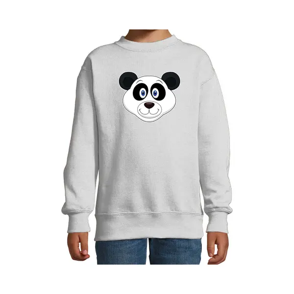 Bellatio Decorations Cartoon Panda Trui Grijs Voor Jongens En Meisjes - Kinderkleding / Dieren Sweaters Kinderen 122/128 thumbnail