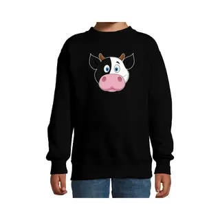 Bellatio Decorations Cartoon Koe Trui Zwart Voor Jongens En Meisjes - Kinderkleding / Dieren Sweaters Kinderen 122/128