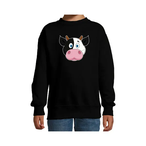 Bellatio Decorations Cartoon Koe Trui Zwart Voor Jongens En Meisjes - Kinderkleding / Dieren Sweaters Kinderen 122/128 thumbnail