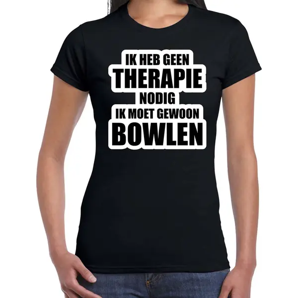 Bellatio Decorations Geen Therapie Nodig Ik Moet Gewoon Bowlen Hobby T-shirt Zwart Dames - Cadeau Bowler L thumbnail