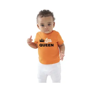 Bellatio Decorations Little Queen T-shirt Oranje Voor Baby - Peuters / Meisjes - Koningsdag Kleding / Outfit 0-3 Mnd