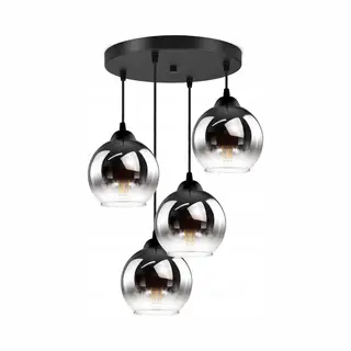 Hanglamp Industrieel Voor Woonkamer, Eetkamer - 4-lichts Bollen - Smoke Grafiet Glas