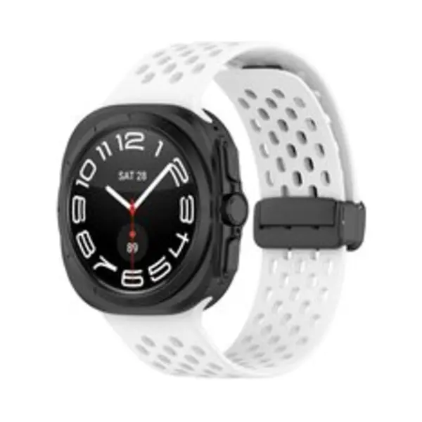 By Qubix D-buckle Siliconen Sportband - Wit - Geschikt Voor Samsung Galaxy Watch Ultra / Ultra 2025 47mm thumbnail