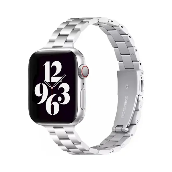 By Qubix Stalen Slim Fit Schakelband - Zilver - Geschikt Voor Apple Watch 38 Mm - 40 Mm - 41 Mm - 42 Mm - Stalen Bandje thumbnail