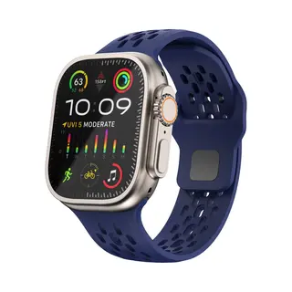 By Qubix Ultimate Sport Edition Bandje - Donkerblauw - Geschikt Voor Apple Watch 44 Mm - 45 Mm - 46 Mm - 49 Mm (Ultra 1, 2 En 3) - Compatible Apple