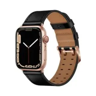 By Qubix Leren Band Met Twin Gesp - Zwart Met Rosé Gesp - Geschikt Voor Apple Watch 38 Mm - 40 Mm - 41 Mm - 42 Mm